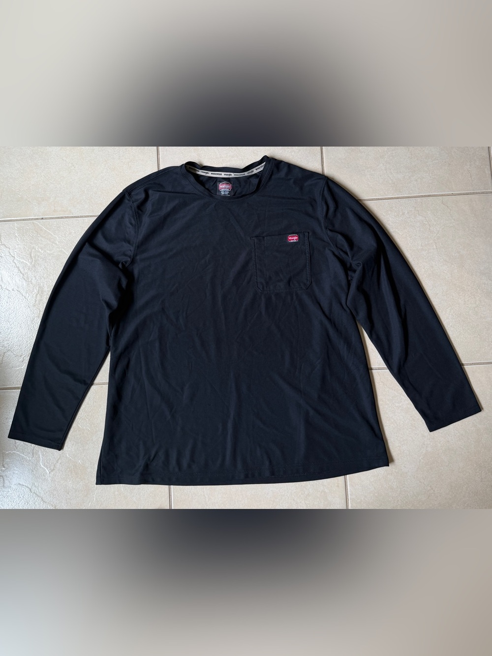 Wrangler Workwear Pocket Long Sleeve T-Shirt 2XL (50-52) Black Cotton Workwear